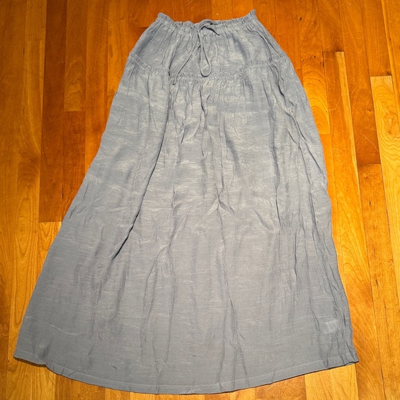 Bobeau Ruffle Edge Dusty Blue Maxi Skirt - Picture 6 of 8